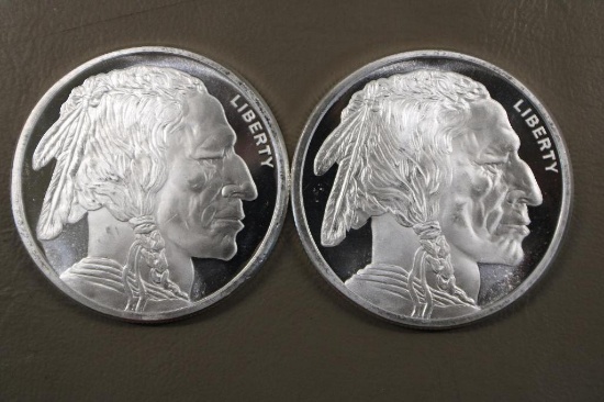 Two Pieces One Oz Fine Silver Bullion
