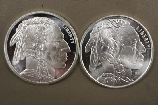 Two Pieces One Oz Fine Silver Bullion
