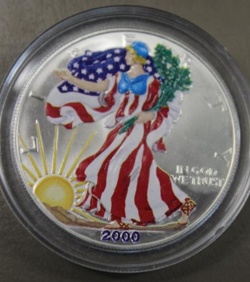 Colorized 2000 Silver Dollar American Eagle Coin