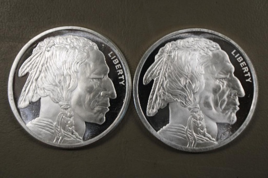 Two Pieces One Oz Fine Silver Bullion