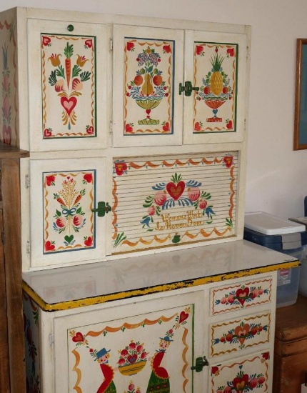 Hand Painted 3 Piece Hoosier Cabinet