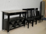 Stone Top Table & Buffet with Four Chairs