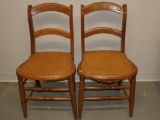 Pair of Antique Leather Seat Chairs