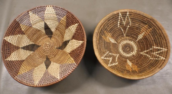 Two African Style Hand Woven Baskets