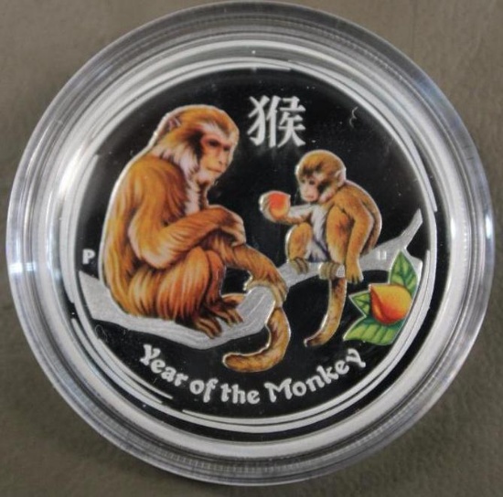 2016 Colorized Australian Year of the Monkey 50 Cents