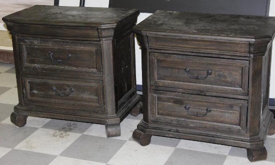 Pair of Dark Gray Wood Bedside Cabinets