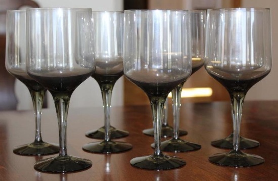 Nine Orrefors Crystal Wine Goblets
