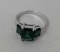 Sterling Silver Ring with Polished Green Stones