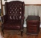 Beautiful End Table with Built In Magazine Rack and Leather Chair