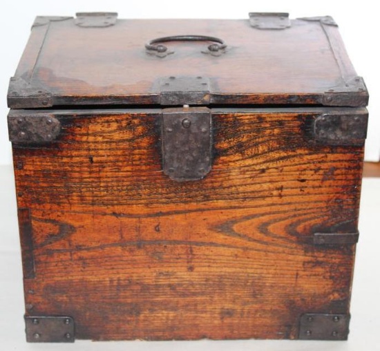 Antique Small Wood Chest with Secret Drawers