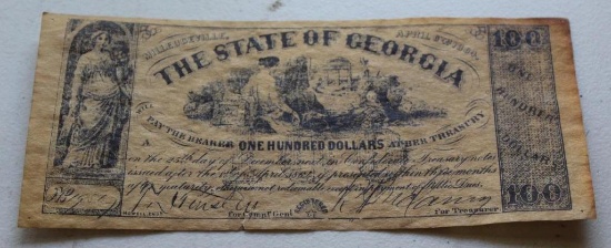 State of Georgia 100 Dollar Bill No 19567