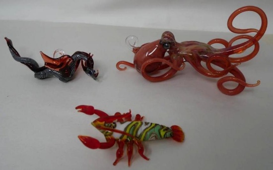 Art Glass Octopus & Lobster