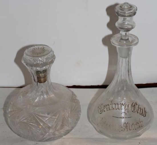 Pair of Antique Cut Glass Decanters