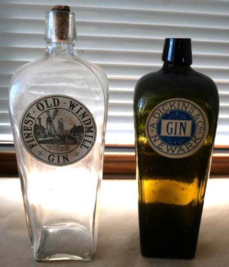 A. Dickins Newark & Finest Old Windmill Gin Bottles