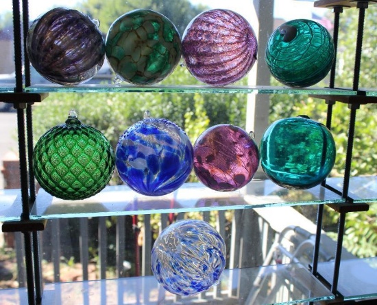 Collection of 9 Blown Glass Art Orbs