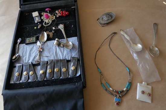 Estate Jewelry Box with 14K Gold Earrings & More!
