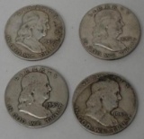 Four 1950's (Denver) Half Dollars