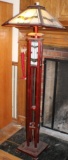 Beautiful Tall Wood and Stained Glass Floor Lamp