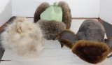 Three Older Fur and Leather Hats