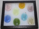 Eight Etched German Glass Badges