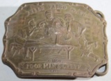 Large Brass Belt Buckle Marked Wells Fargo Poor Man's Creek