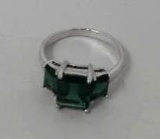 Sterling Silver Ring with Polished Green Stones