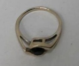 14K White Gold Ring with Green Emerald Stone