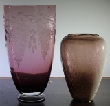 Pair of Large Purple Glass Vases
