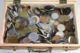 Box Loaded With International Coins