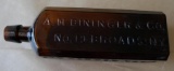 M. Bininger & Co Old London Dock N.Y. Amber Antique Gin Bottle
