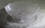 Gorgeous Antique Cut Glass Serving Dishes with Leaf Motif
