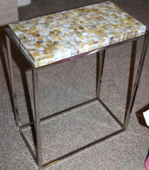 Gorgeous Corner Table with Inlay Shell Surface