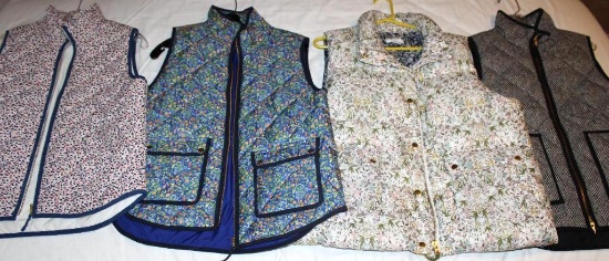 Four J Crew Patterned Puffy Vests
