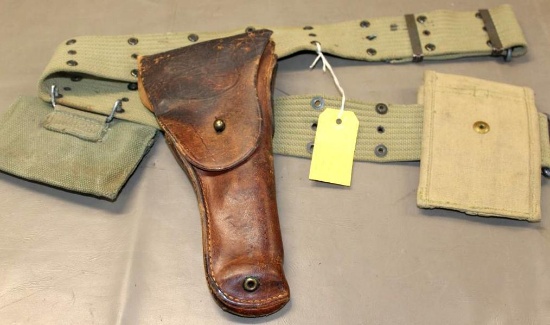 WWII Pistol Rig with .45 Boyt Holster with Pouches