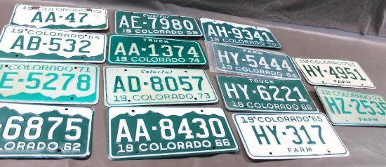 14 Mixed Single Colorado Vehicle Tags