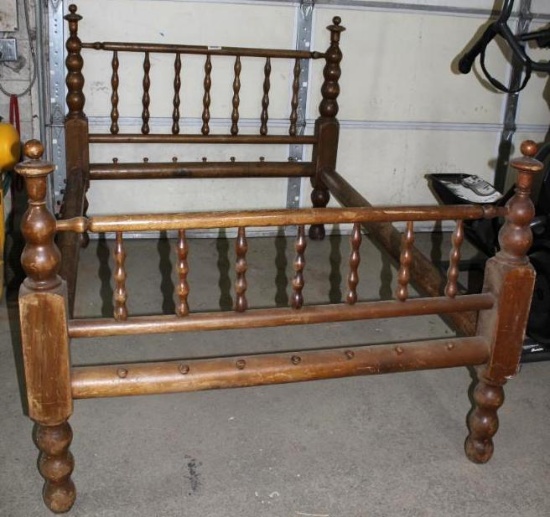 1800s Era Wood Cord Bed Frame