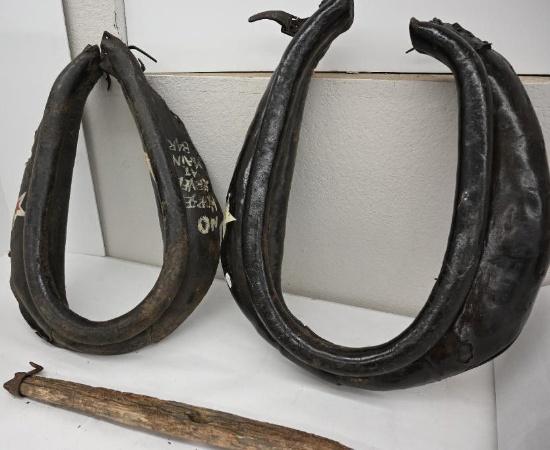 Two Antique Leather Horse Collars From Washington's Grill Liquidation