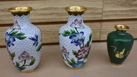 Three Small Cloisonne Vases