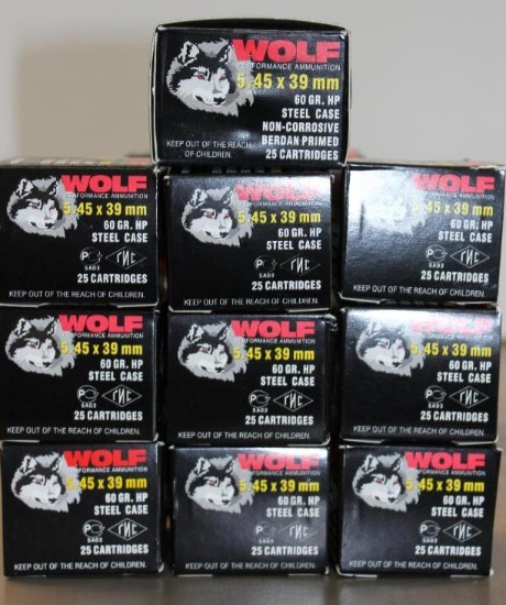 250 Rounds Wolf 5.45 x 39mm Ammunition
