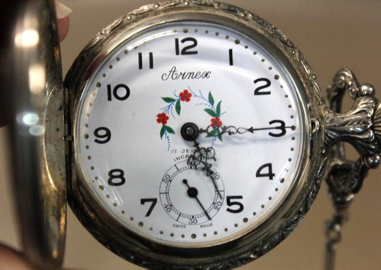 Beautiful Arnex Silver-Colored Pocket Watch