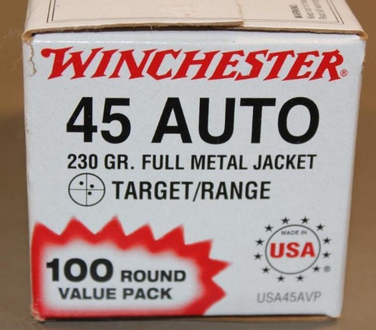 100 Rounds Winchester 45 Auto Ammunition