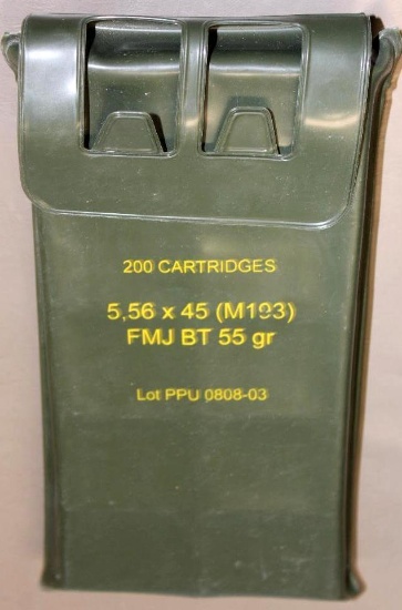 Sealed Military Pack of 200 Cartridges 5.56 x 45 Ammunition