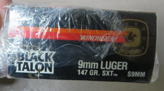 20 Rounds Winchester Black Talon 9mm Luger Ammunition