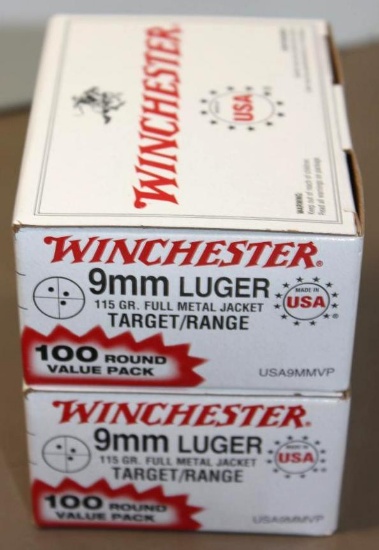 200 Rounds Winchester 9mm Luger Ammunition
