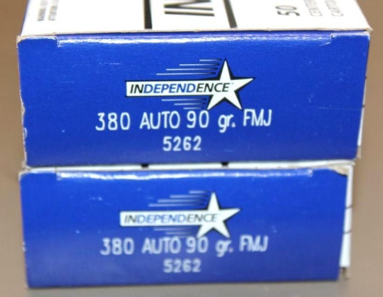100 Cartridges Independence 380 Auto Ammunition