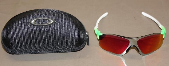 Green and White Frame Oakley E/Zero Glasses with Prism Lenses