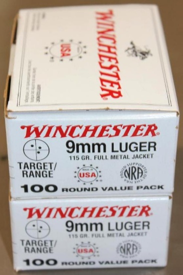 200 Rounds Winchester 9mm Luger Ammunition