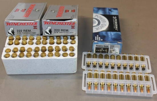 50 Rounds Plus 10 Fired Brass 222 Remington Ammunition
