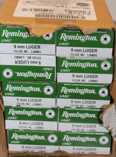 500 Rounds Remington UMC 9mm Luger Ammunition