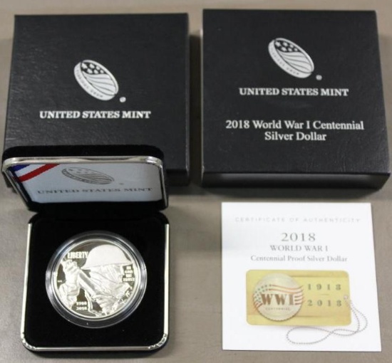 US Mint 2018 World War I Centennial Fine Silver $1 Coin